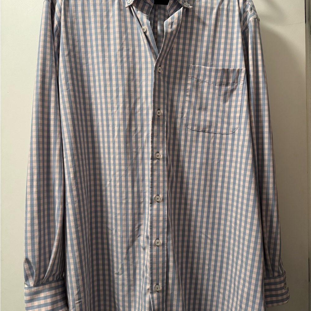 Onward Reserve Blue and Pink Checkered Men's Shirt performance fabric XL
